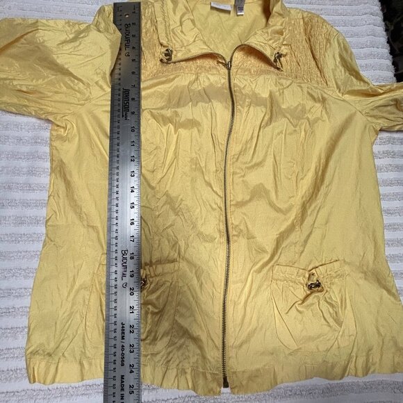Zenergy by Chico's Womens Full Zip Windbreaker Jacket Ruched Yellow Size 3 / XL - Picture 7 of 8